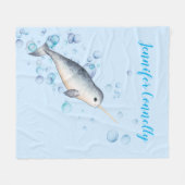 Lieve baby van de oceaan, Narwhal en bubbels Fleece Deken (Voorkant (Horizontaal))