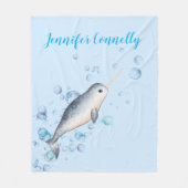 Lieve baby van de oceaan, Narwhal en bubbels Fleece Deken (Voorkant)