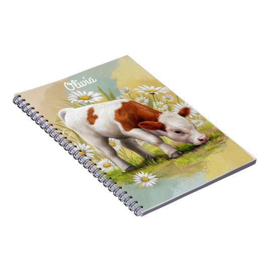 Lieve babykoe in een veld met madeliefjes Landelij Notitieboek (Rechterzijde)