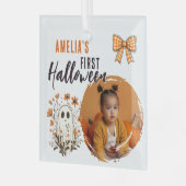 Lieve baby's eerste Halloween-spookfoto Glas Ornament (Voorkant links)