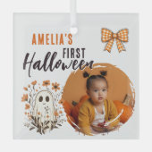 Lieve baby's eerste Halloween-spookfoto Glas Ornament (Voorkant)