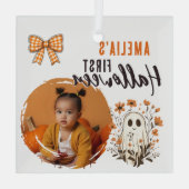 Lieve baby's eerste Halloween-spookfoto Glas Ornament (Achterkant)