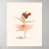 Lieve Ballerina Ballet Dans Aquarel Poster (Voorkant)