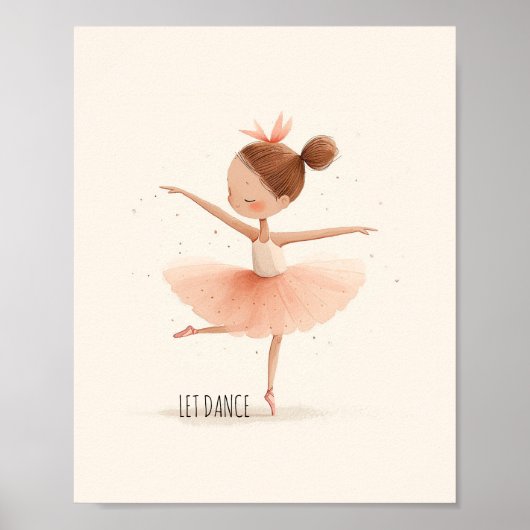 Lieve Ballerina Ballet Dans Aquarel Poster (Voorkant)