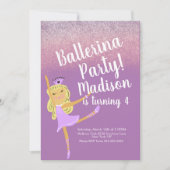 Lieve Ballerina Feest Uitnodiging  (Voorkant)