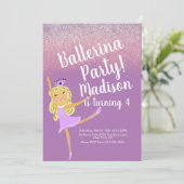 Lieve Ballerina Feest Uitnodiging  (Staand voorkant)