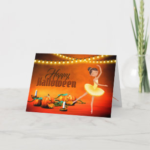 Lieve Ballerina Halloween en Pompoenen Dans Feestdagen Kaart