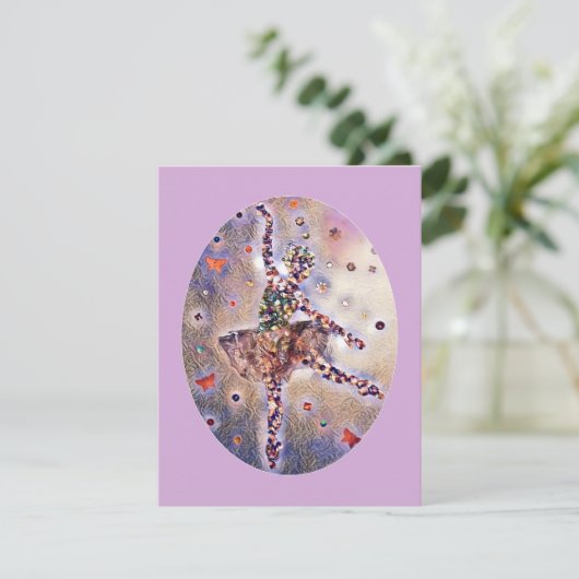 Lieve Ballerina Paarse Op Maat Gemaakte Gelukkige  Kaart (Staand voorkant)