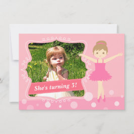 Lieve Ballerina, Roze Meisje Verjaardagsfeestje Kaart