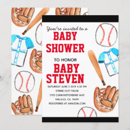 Lieve baseball sport baby shower feest uitnodiging