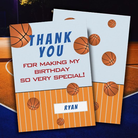 Lieve Basketbal Kinderen Verjaardag Bedankkaart