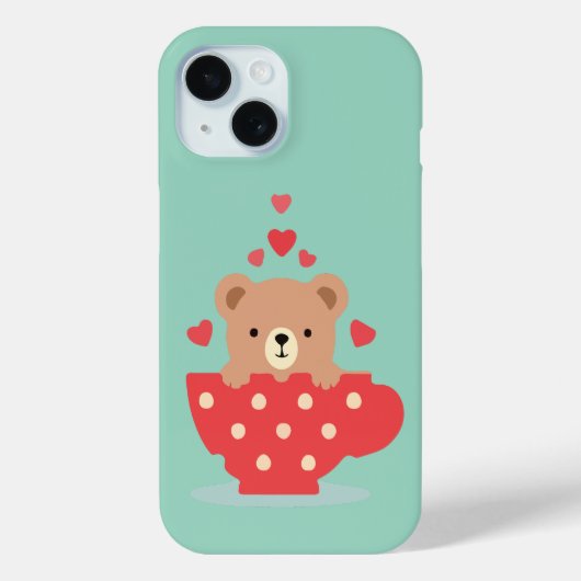Lieve Beer in een Theekopje met Hartjes Case-Mate iPhone Case (Achterkant)