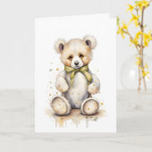 Lieve Beer Lichtgroene Lint Lime Wit Blanco Kaart (Gele Bloem)