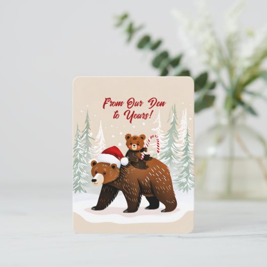 Lieve beren en vrolijk bericht feestdagenkaart (Staand voorkant)