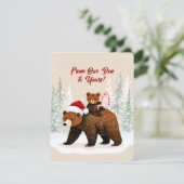 Lieve beren en vrolijke boodschap feestdagenkaart (Staand voorkant)