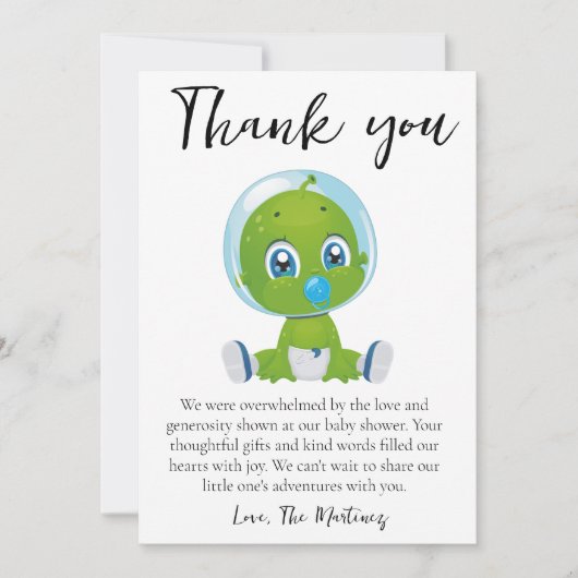 lieve bericht baby shower bedankkaartjes kaart (Voorkant)