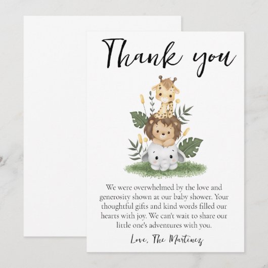 lieve bericht baby shower bedankkaartjes kaart (Voorkant / Achterkant)