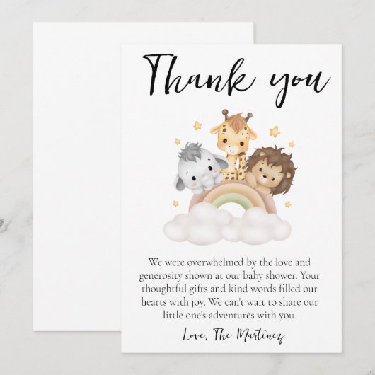 lieve bericht baby shower bedankkaartjes kaart (Voorkant / Achterkant)