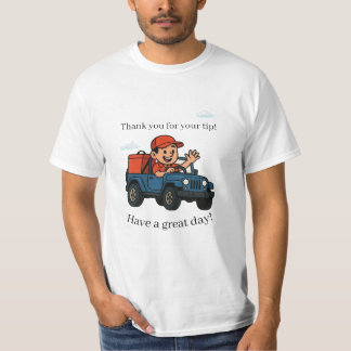 Lieve Bezorger van Maaltijden Cartoon Jeep T-shirt