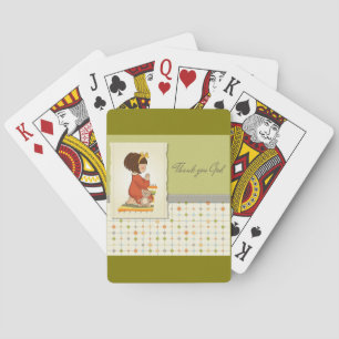 Lieve Biddende Meisje Dank Je God Pokerkaarten