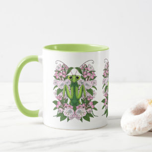 Lieve bidsprinkhaan en berglaurier mok