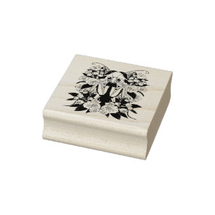 Lieve bidsprinkhaan en berglaurier  rubberstempel