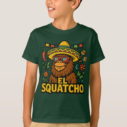 Lieve Bigfoot Cinco de Mayo Feest El Squatcho T-shirt (Voorkant)