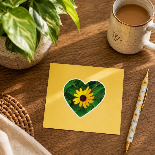 Lieve Black Eyed Susan Zonnebloem Hart Sticker