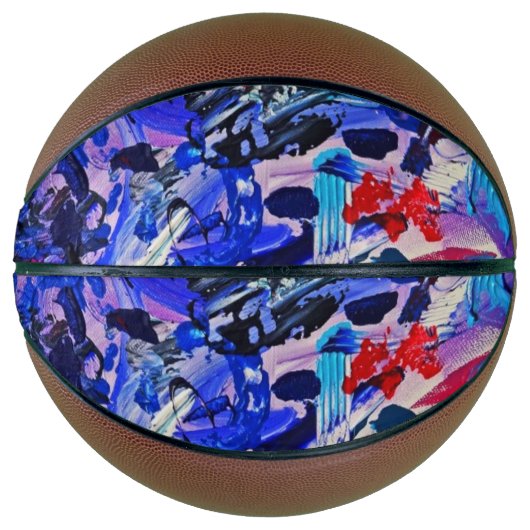 Lieve blauwe abstracte schilderij basketbal (Voorkant)