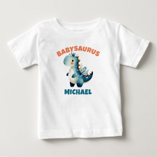 Lieve Blauwe Aquarel Dino Dinosaurus Babysaurus Na (Voorkant)