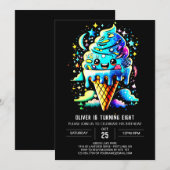 Lieve Blauwe Aquarel Jongen Ijs Verjaardag Kaart (Voorkant / Achterkant)