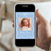 Lieve Blauwe Baby Jongen Foto Geboorte Aankondiging