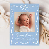 Lieve Blauwe Baby Jongen Foto Geboorte Aankondiging