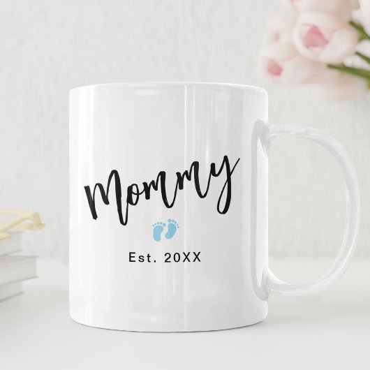 Lieve Blauwe Babyvoetjes Script Moeder Jaar Opgest Koffiemok
