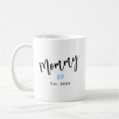 Lieve Blauwe Babyvoetjes Script Moeder Jaar Opgest Koffiemok (Links)