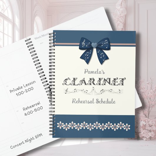 Lieve Blauwe Coquette Strik Klarinet Band Planner