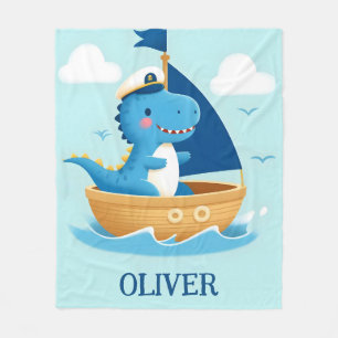 Lieve Blauwe Dino Bootkapitein Fleece Deken
