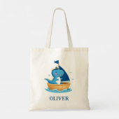 Lieve Blauwe Dino Bootkapitein  Tote Bag (Achterkant)