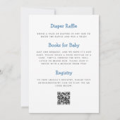 Lieve Blauwe Dinosaur QR Code Jongens Baby Shower Kaart (Achterkant)