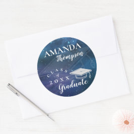 Lieve Blauwe Groene Melkweg Klas van 2026 Afstuder Ronde Sticker