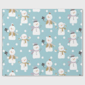 Lieve Blauwe Kerstman Kinder Kerstmis Sneeuwman Cadeaupapier (Vlak)