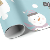 Lieve Blauwe Kerstman Kinder Kerstmis Sneeuwman Cadeaupapier (Rol Hoek)