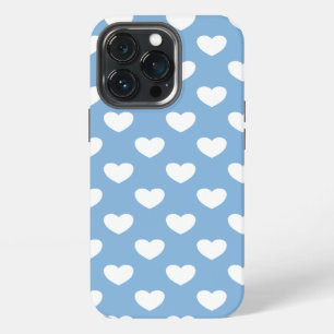 Lieve Blauwe Kleur Cute Harten Stippen iPhone 13 Pro Hoesje