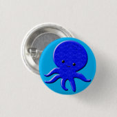 Lieve Blauwe Octopus Ronde Button 3,2 Cm (Voorkant /achterkant)