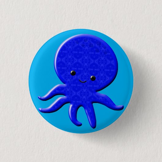 Lieve Blauwe Octopus Ronde Button 3,2 Cm (Voorkant)