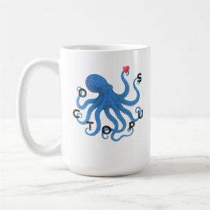 Lieve Blauwe Octopusvriend met Hart Oceaan Duiken  Koffiemok