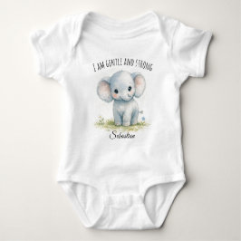 Lieve Blauwe Olifant "Ik Ben Zacht en Sterk" Romper