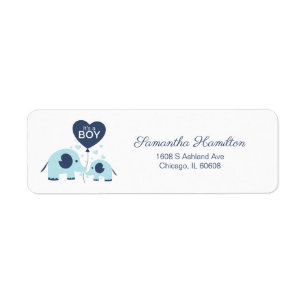 Lieve Blauwe Olifant Jongens Baby Shower Etiket