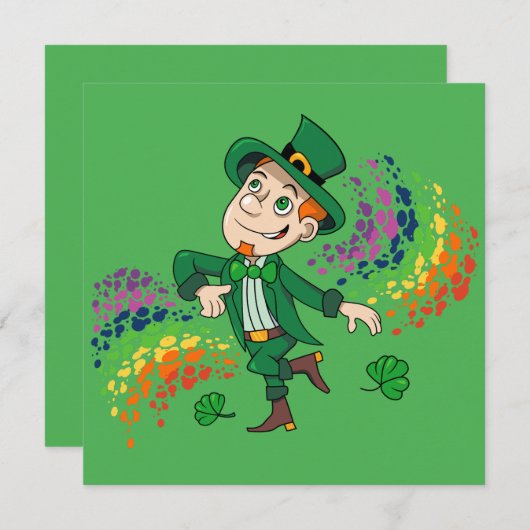 Lieve blije lachende dansende kabouter, een regenb kaart (Voorkant / Achterkant)