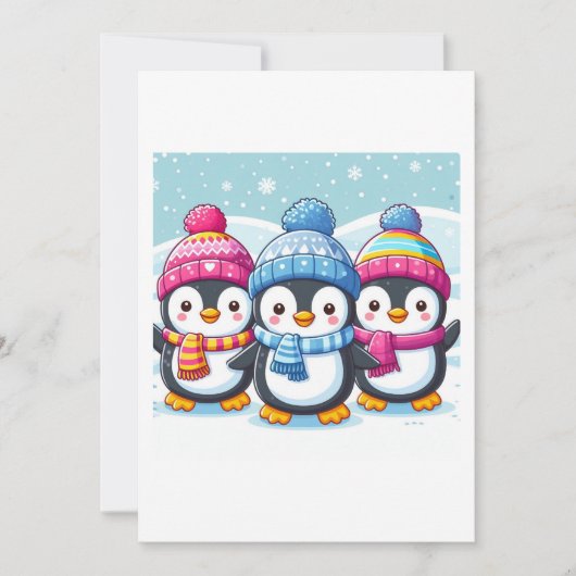 Lieve blije pinguïns uitnodiging (Voorkant)